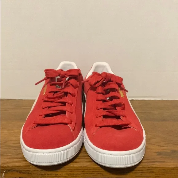 Puma Red and White Suede Sneakers - Picture 8 of 11